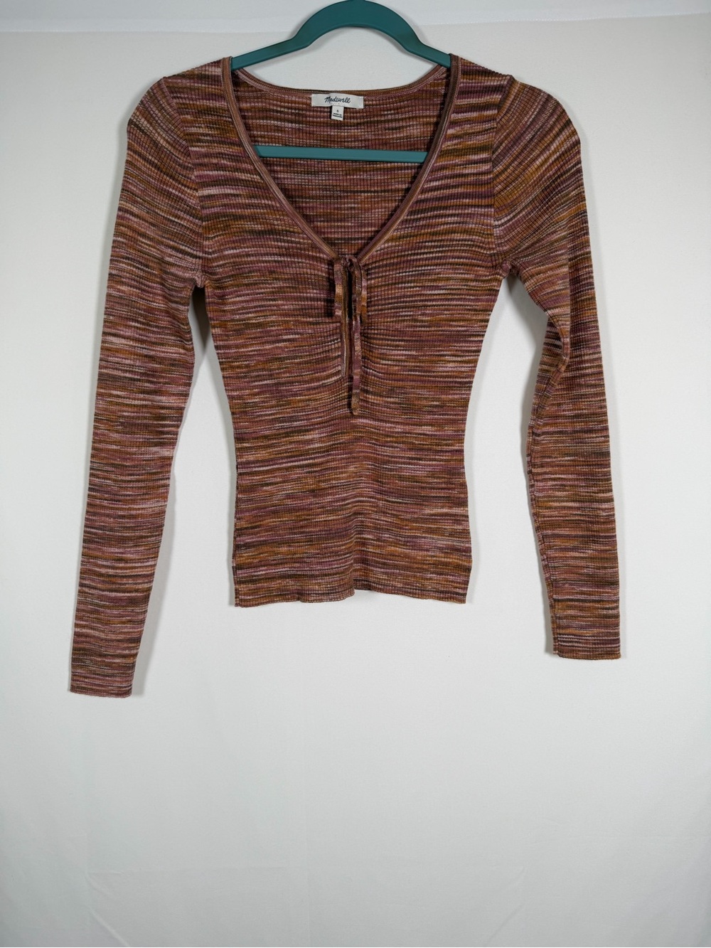 Madewell Space Dye V-Neck Cinched Sweater Granola Grunge